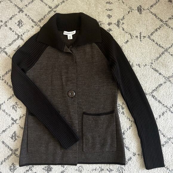 Coldwater Creek Classic Women's Brown 1 button short length sweater wool blend - Picture 1 of 7